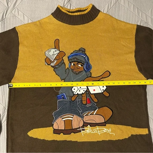 Vintage Insane Blue Boy Mens Graphic Embroidered Sweater (3XL)